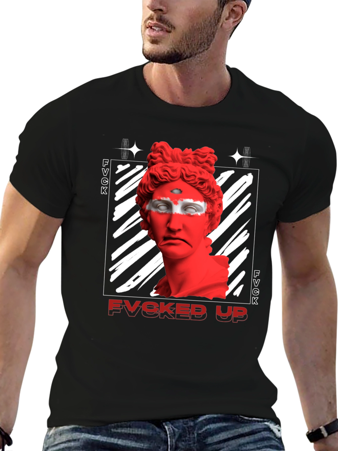 Edgy FVCKED UP Graphic Print T-Shirt