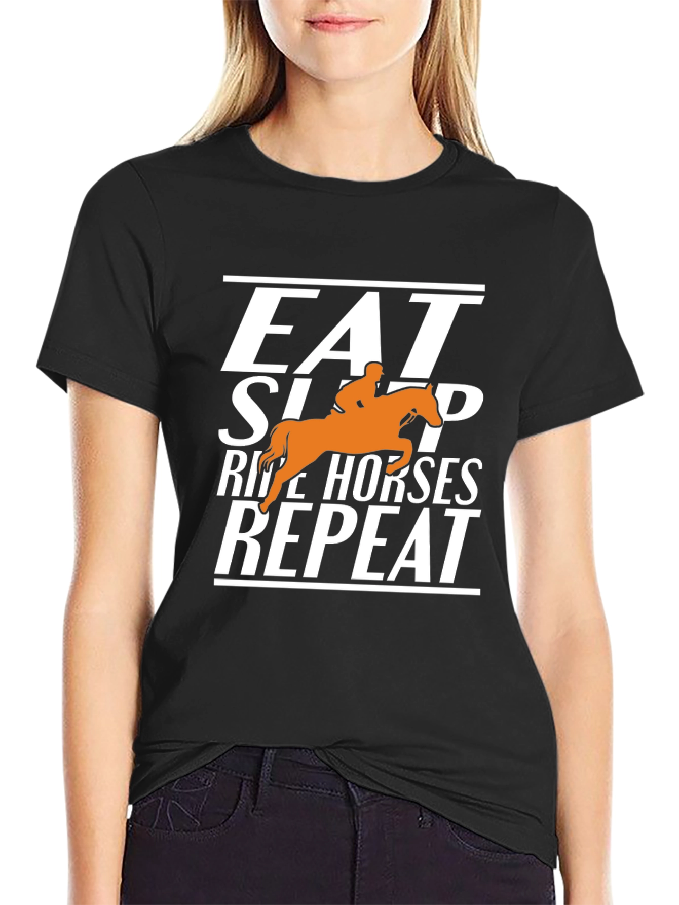 Eat Sleep Ride Horses Repeat Graphic Tee