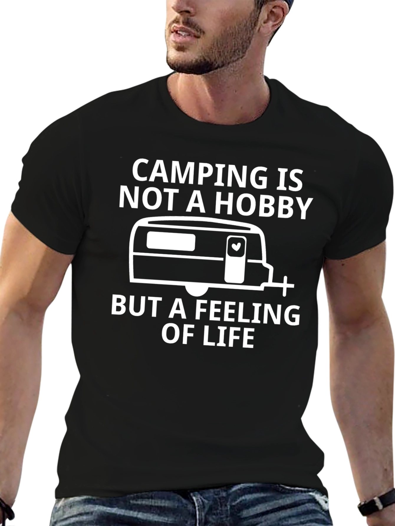 Camping Is Not A Hobby Black Tee