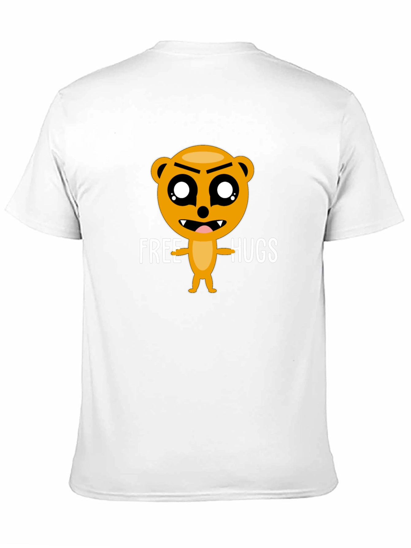 Free Hugs Cartoon Bear Black T-Shirt