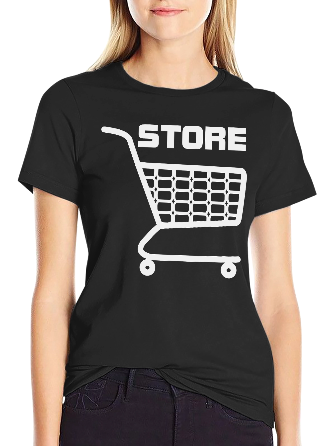 Store Cart Graphic Tee - Black Cotton T-Shirt