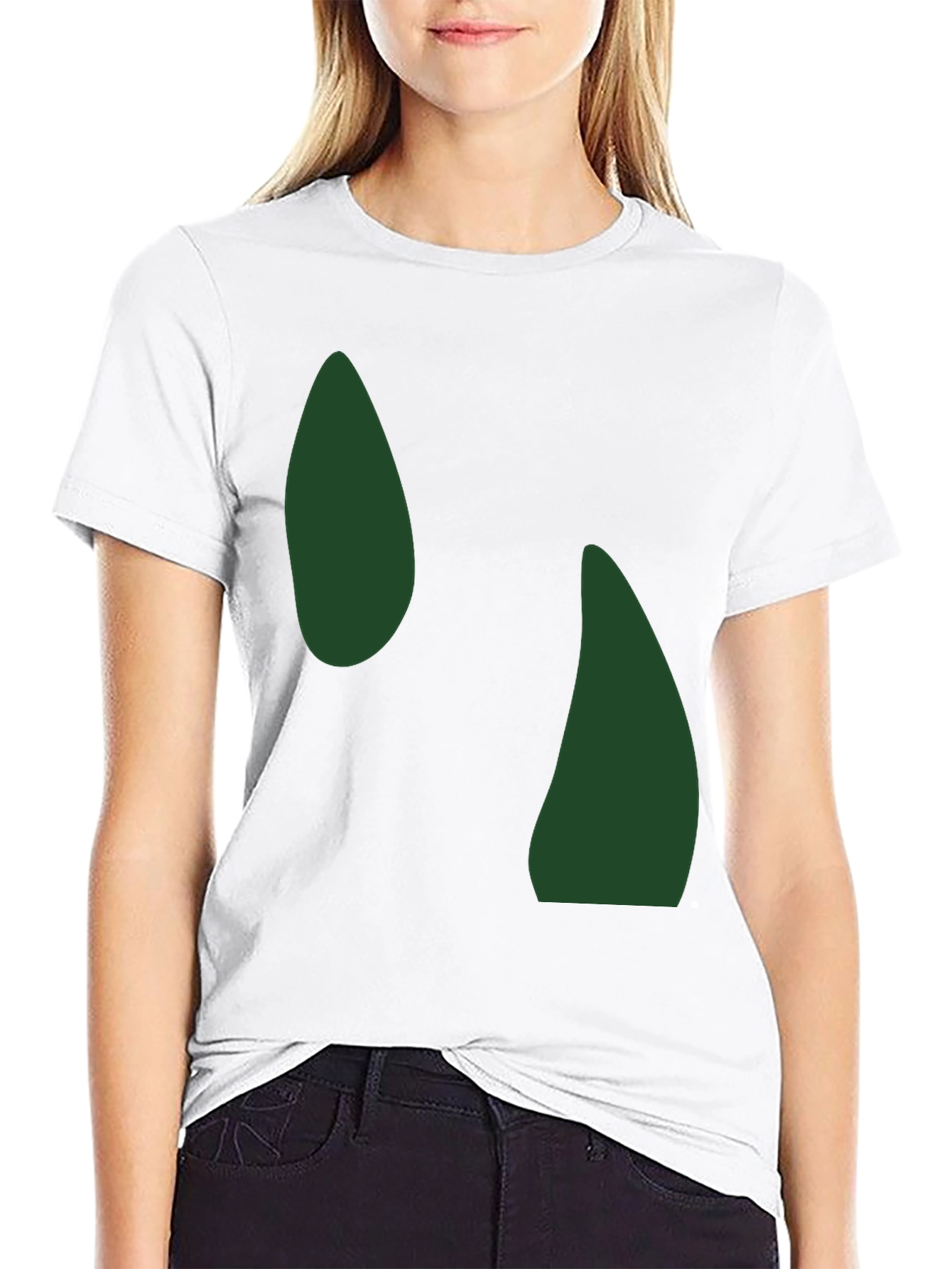 Abstract Green Shapes Black T-Shirt