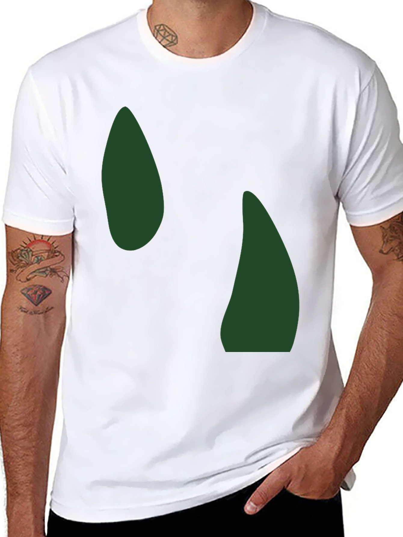 Abstract Green Shapes Black T-Shirt