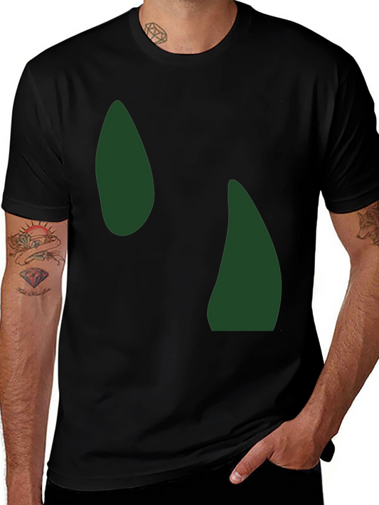 Abstract Green Shapes Black T-Shirt