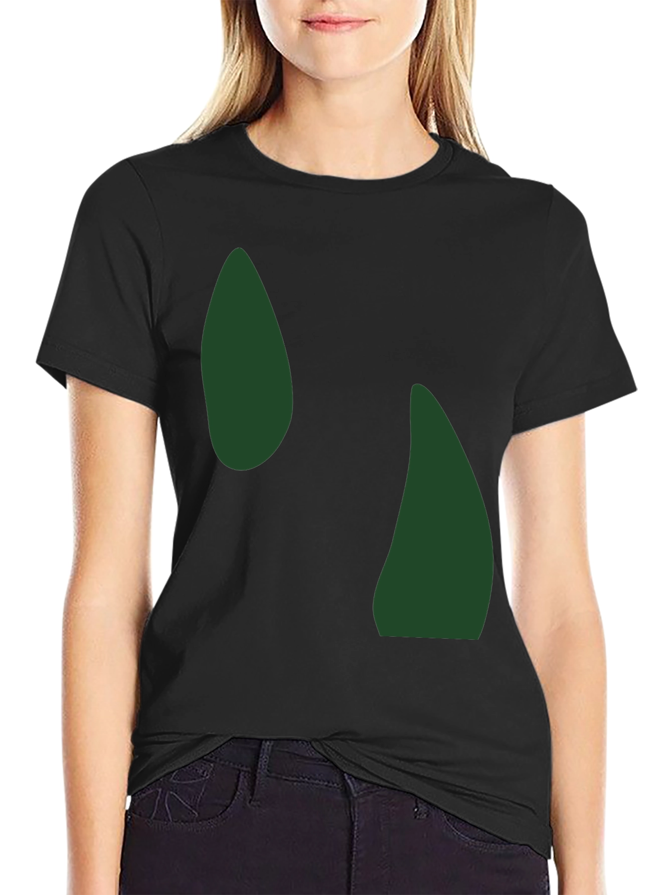 Abstract Green Shapes Black T-Shirt