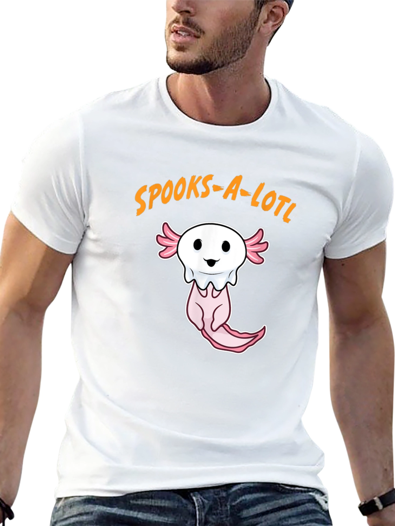 Spooks-A-Lotl Halloween Axolotl Ghost T-Shirt
