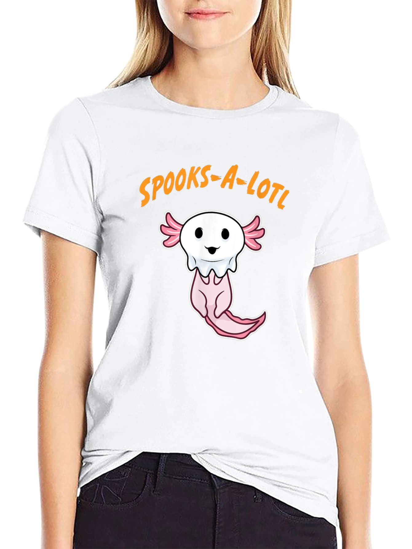 Spooks-A-Lotl Halloween Axolotl Ghost T-Shirt