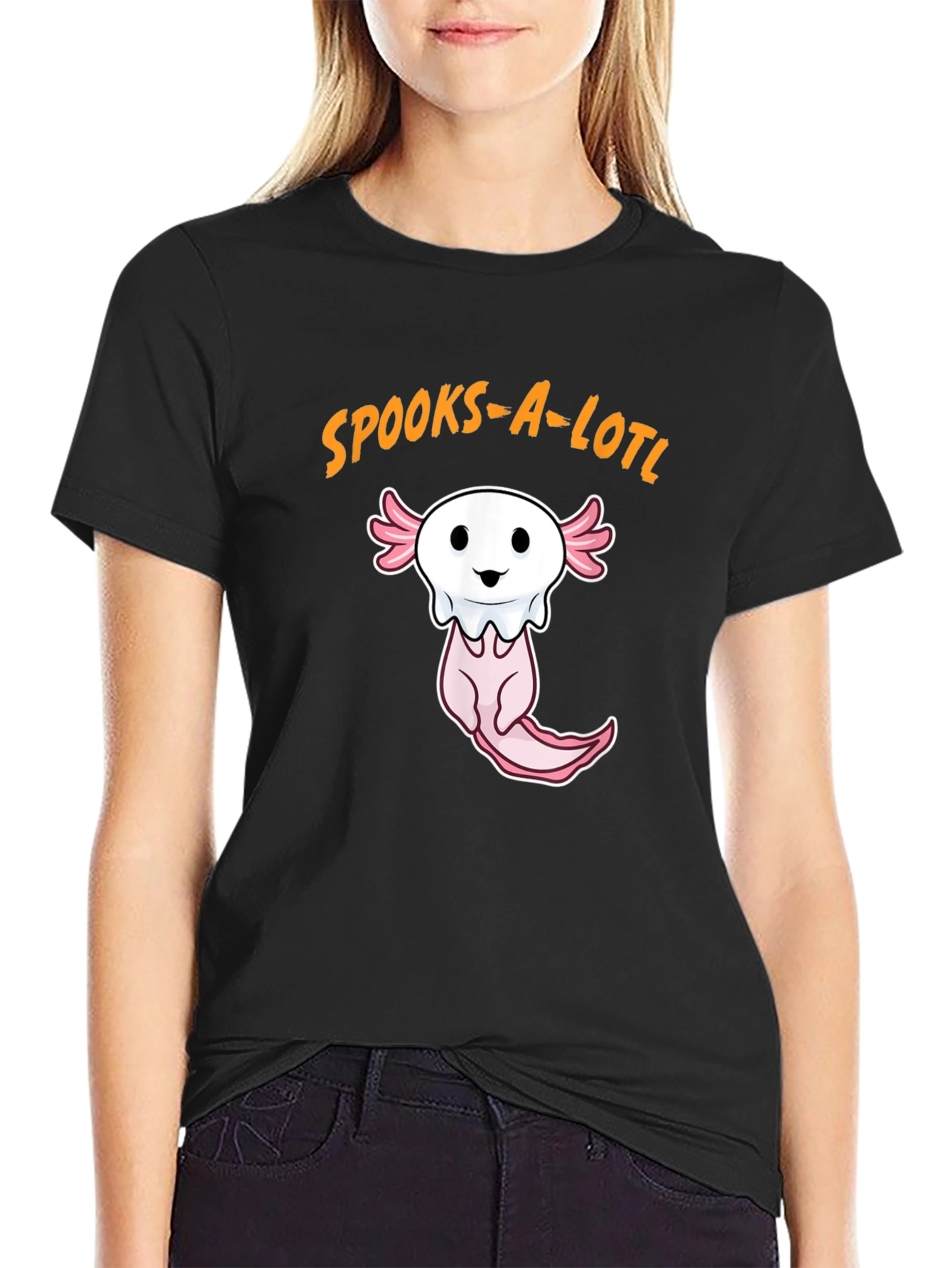Spooks-A-Lotl Halloween Axolotl Ghost T-Shirt