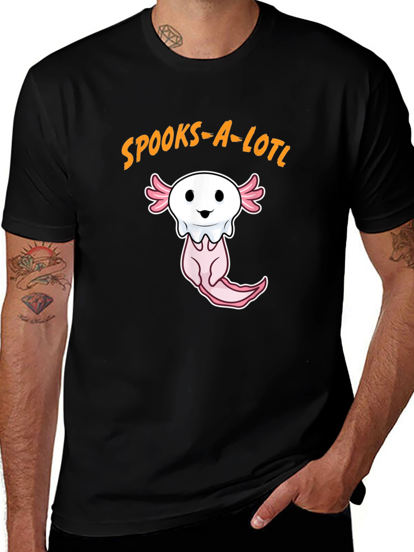 Spooks-A-Lotl Halloween Axolotl Ghost T-Shirt