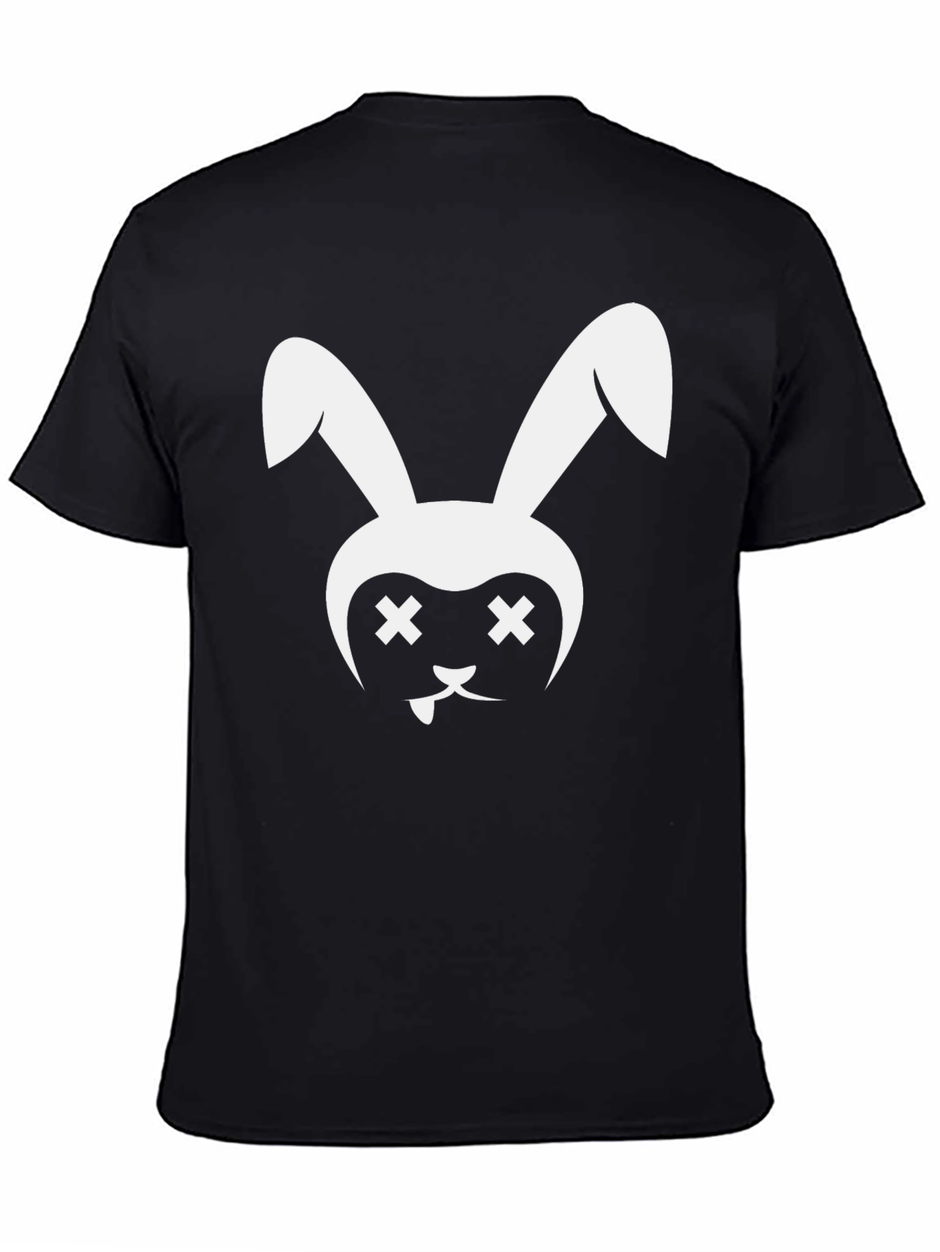 Black T-Shirt with White Bunny Graphic