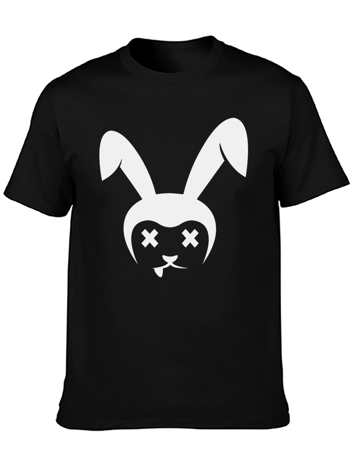 Black T-Shirt with White Bunny Graphic