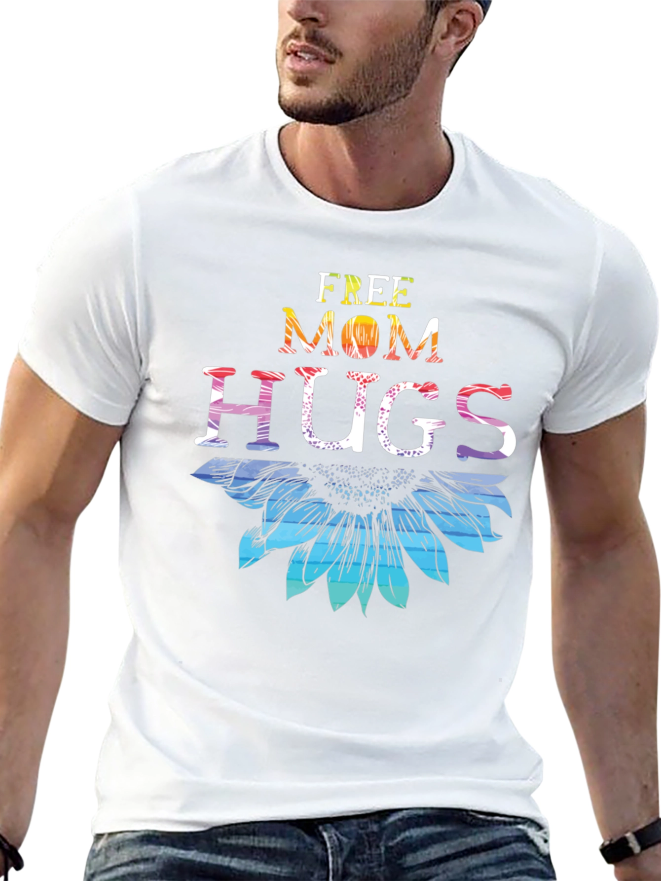 Free Mom Hugs Sunflower Graphic T-Shirt