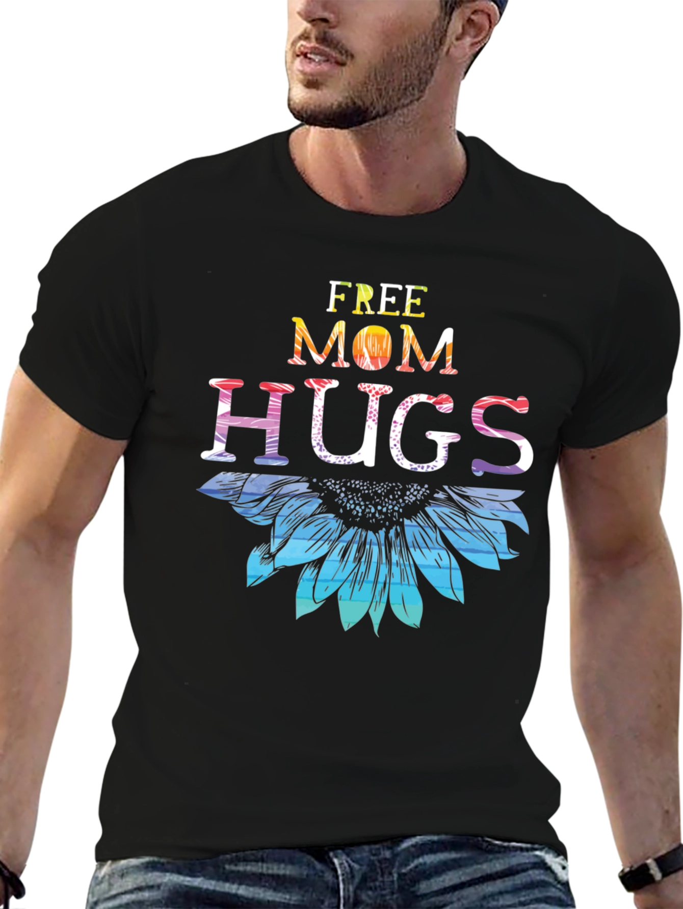 Free Mom Hugs Sunflower Graphic T-Shirt