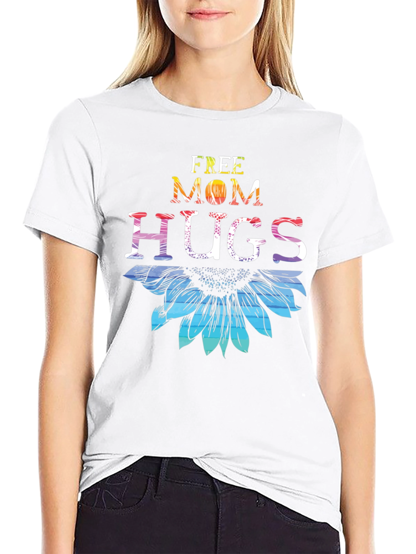 Free Mom Hugs Sunflower Graphic T-Shirt