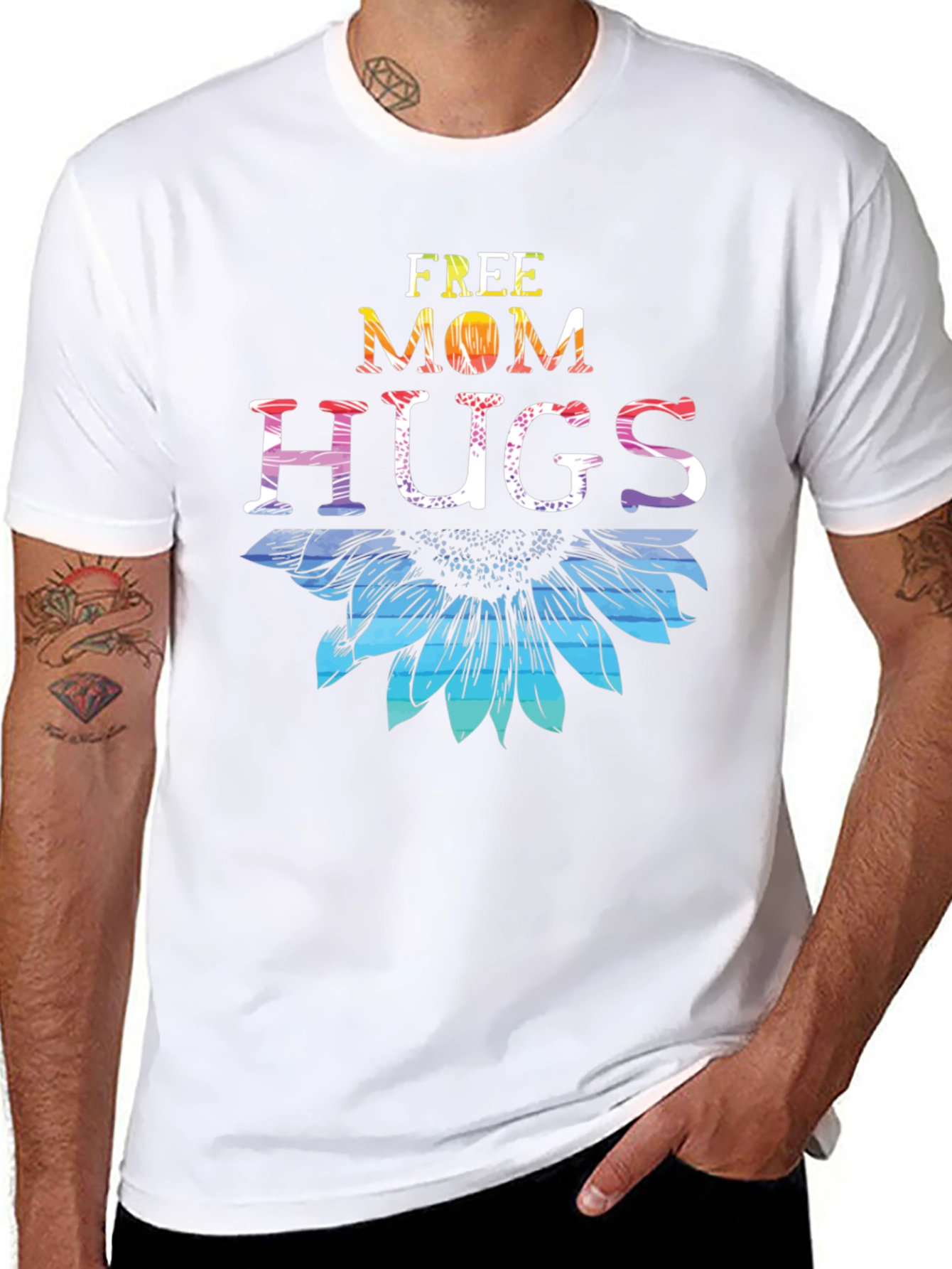 Free Mom Hugs Sunflower Graphic T-Shirt