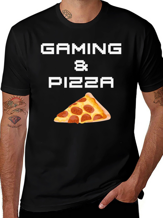 Gaming & Pizza Graphic T-Shirt - Gamer Foodie Tee