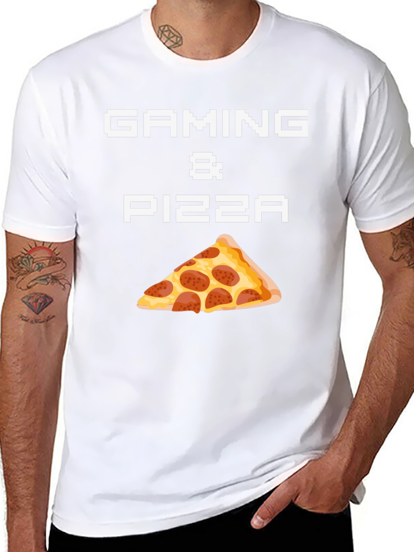 Gaming & Pizza Graphic T-Shirt - Gamer Foodie Tee