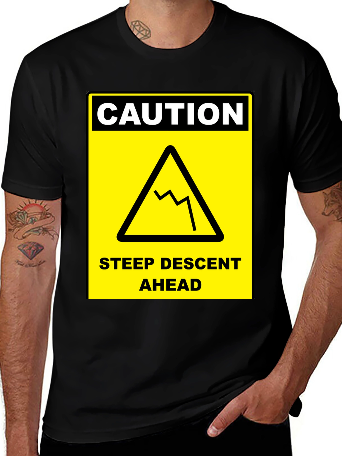Caution Steep Descent Ahead Graphic Tee