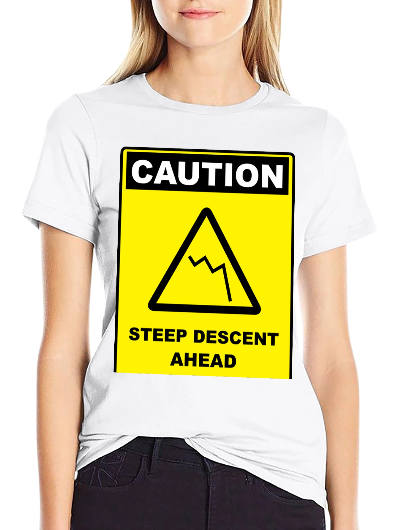 Caution Steep Descent Ahead Graphic Tee