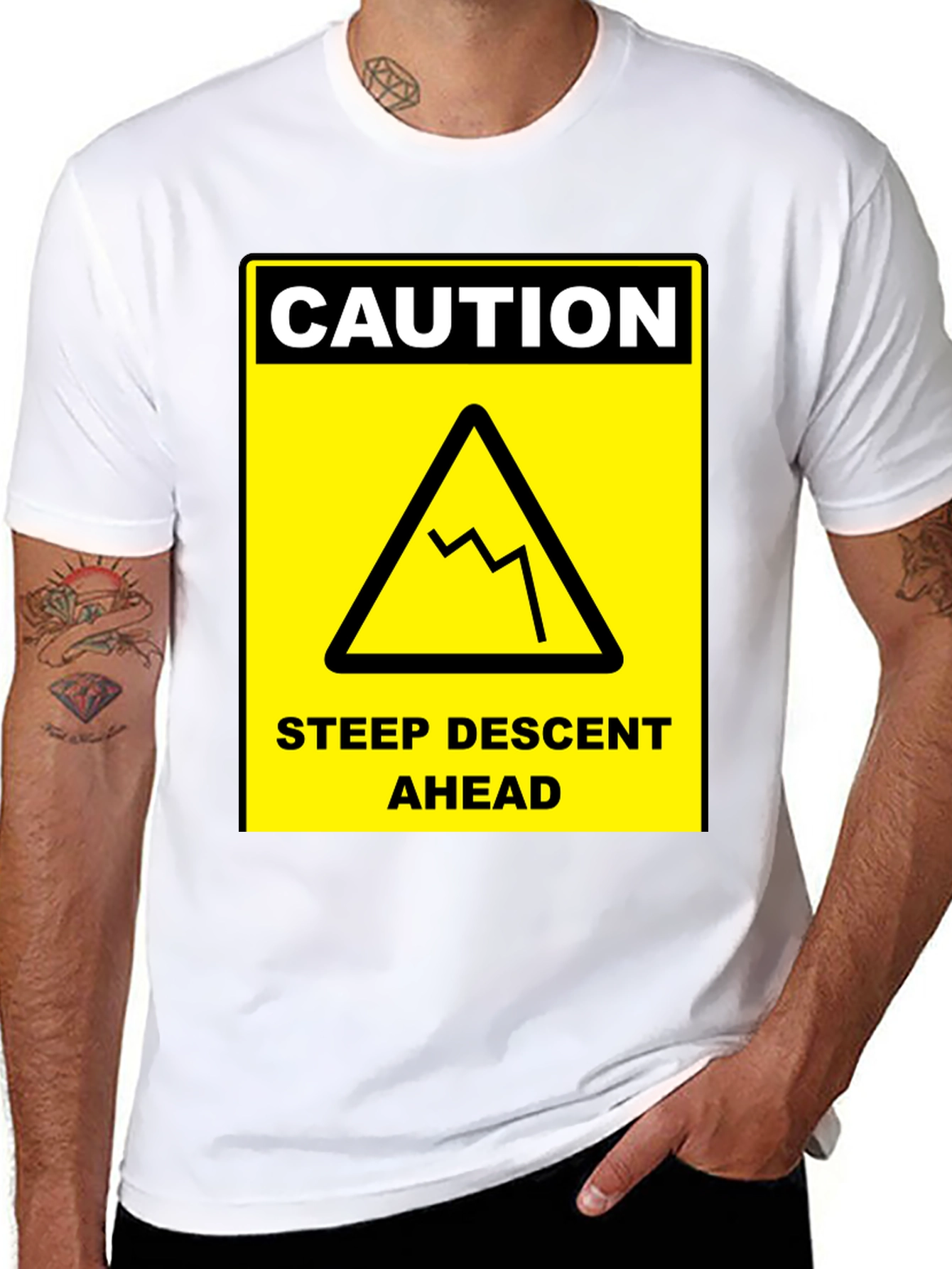 Caution Steep Descent Ahead Graphic Tee