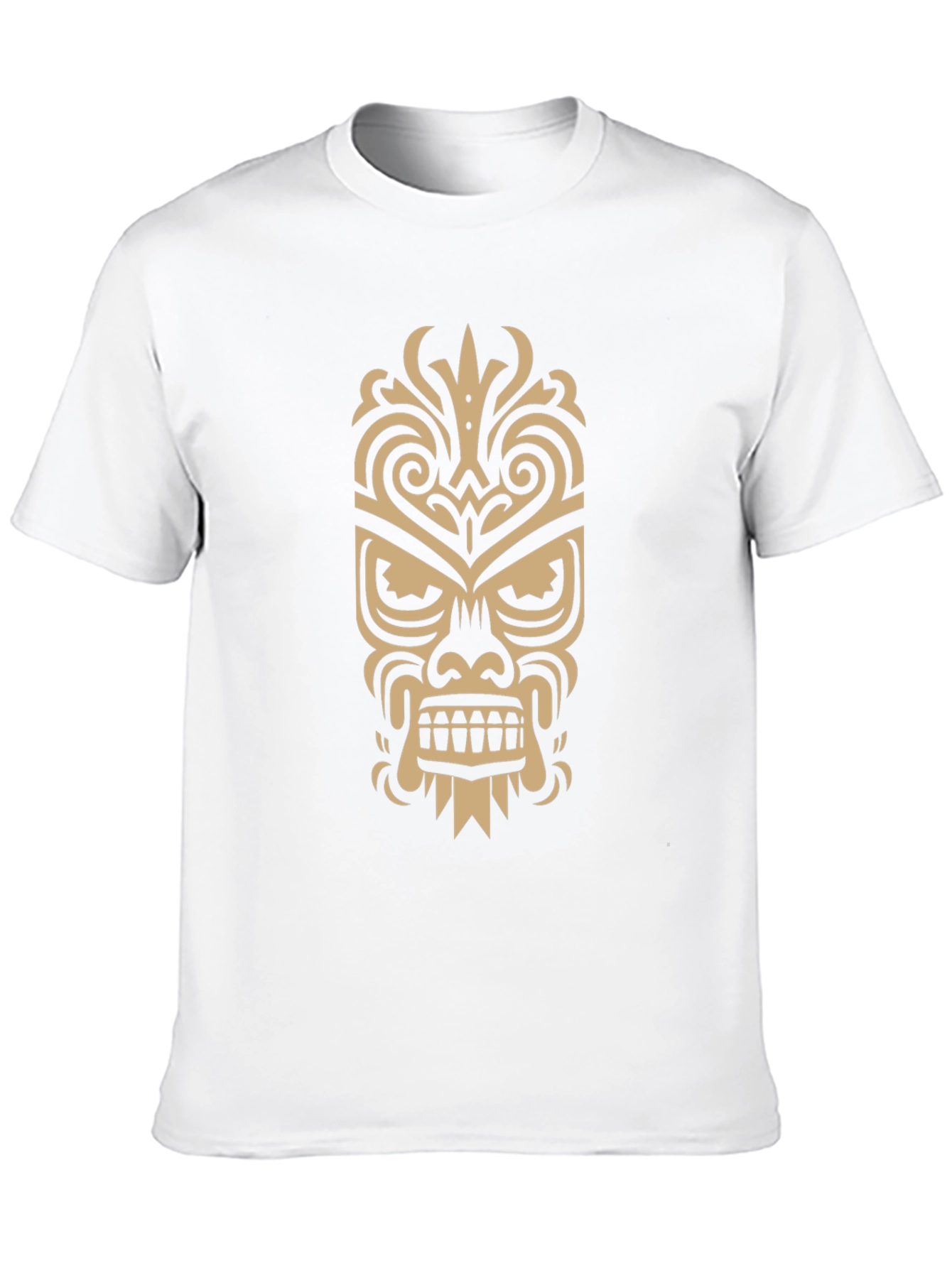 Tribal Tiki Mask Graphic Tee - Black