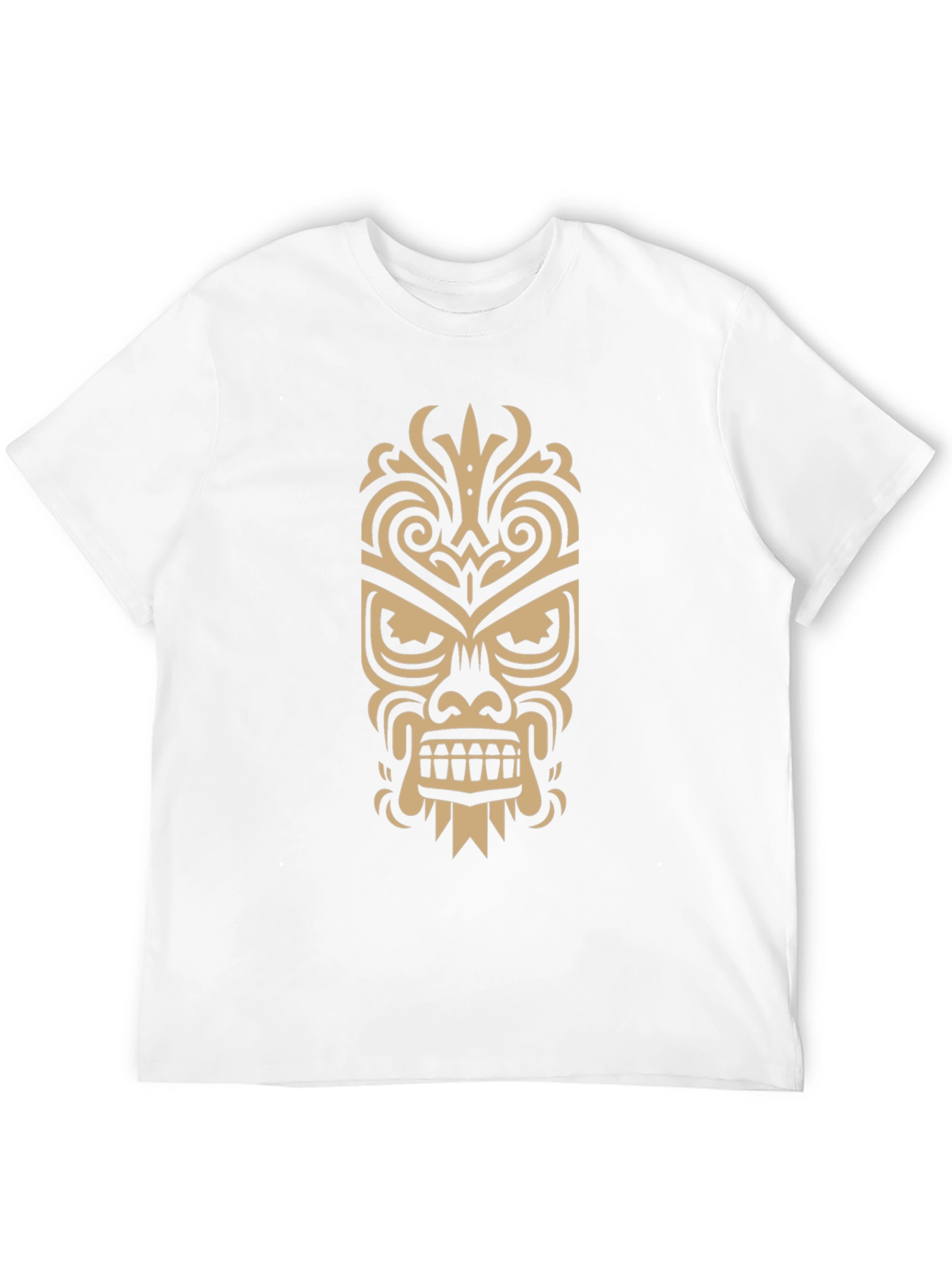 Tribal Tiki Mask Graphic Tee - Black