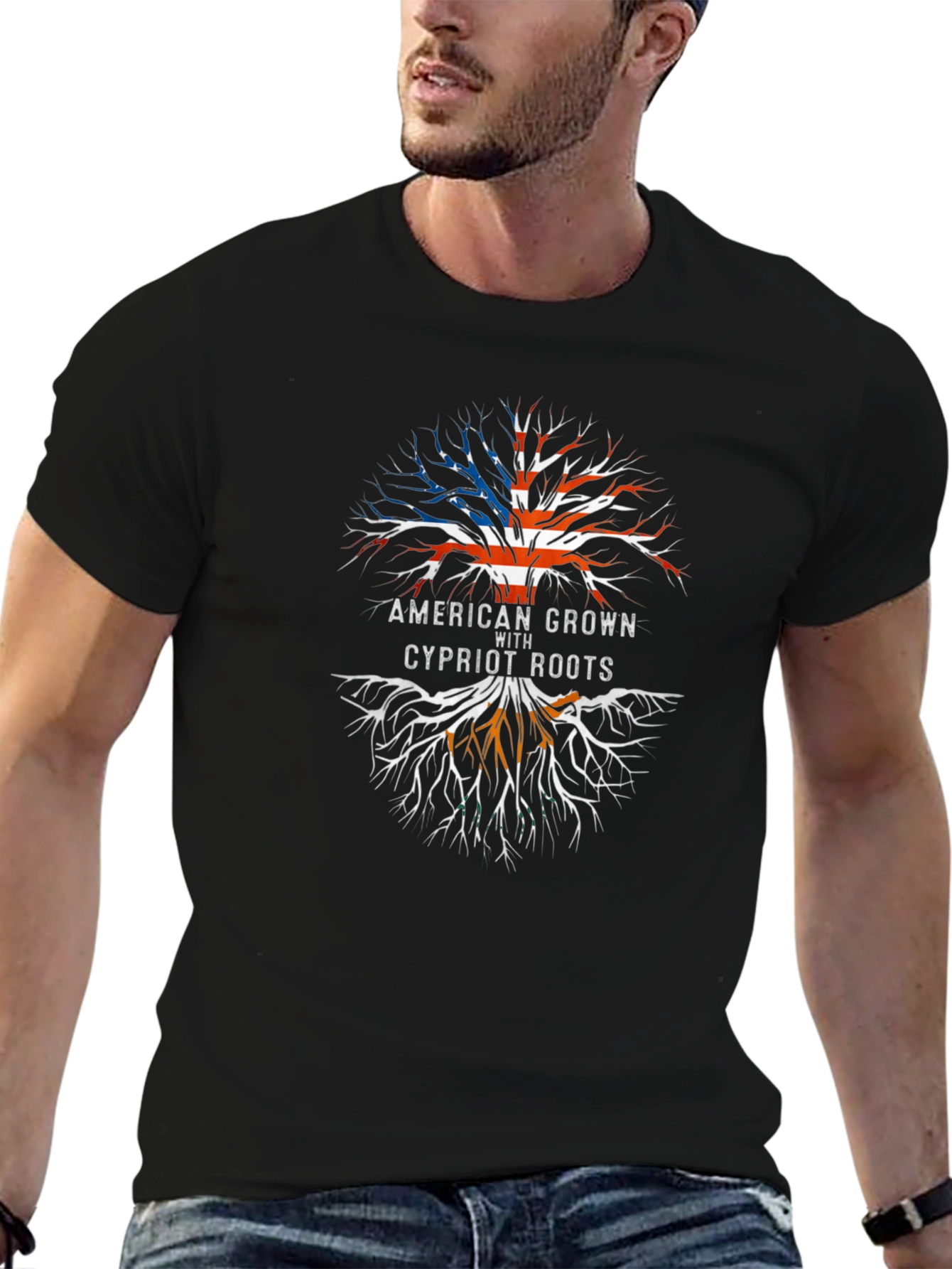 American Grown Cypriot Roots Graphic T-Shirt