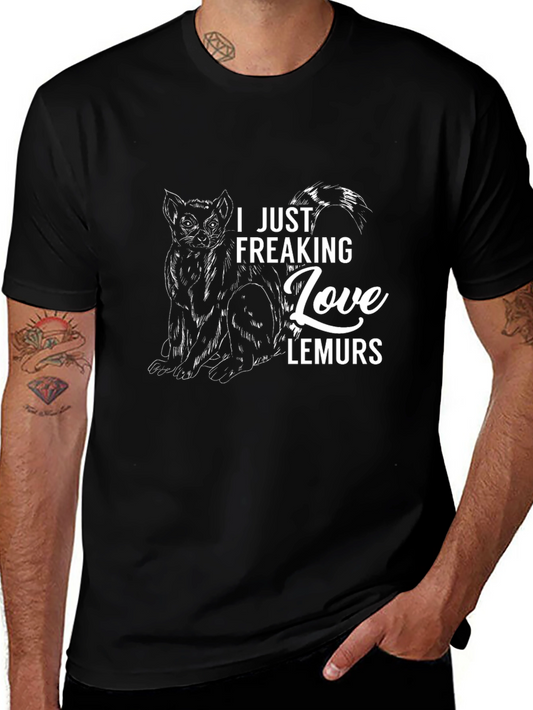 I Love Lemurs Graphic Tee Black Casual Shirt