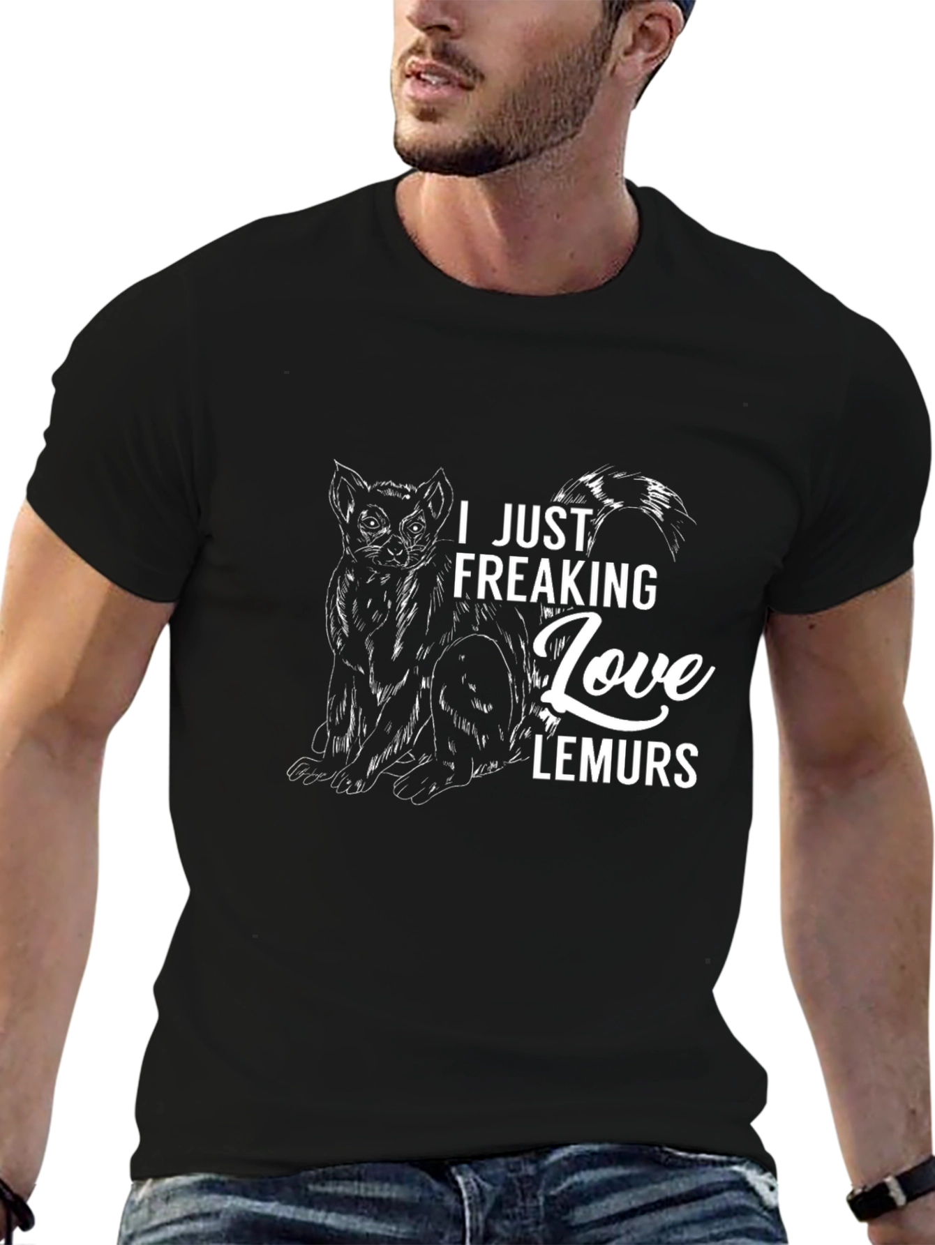 I Love Lemurs Graphic Tee Black Casual Shirt