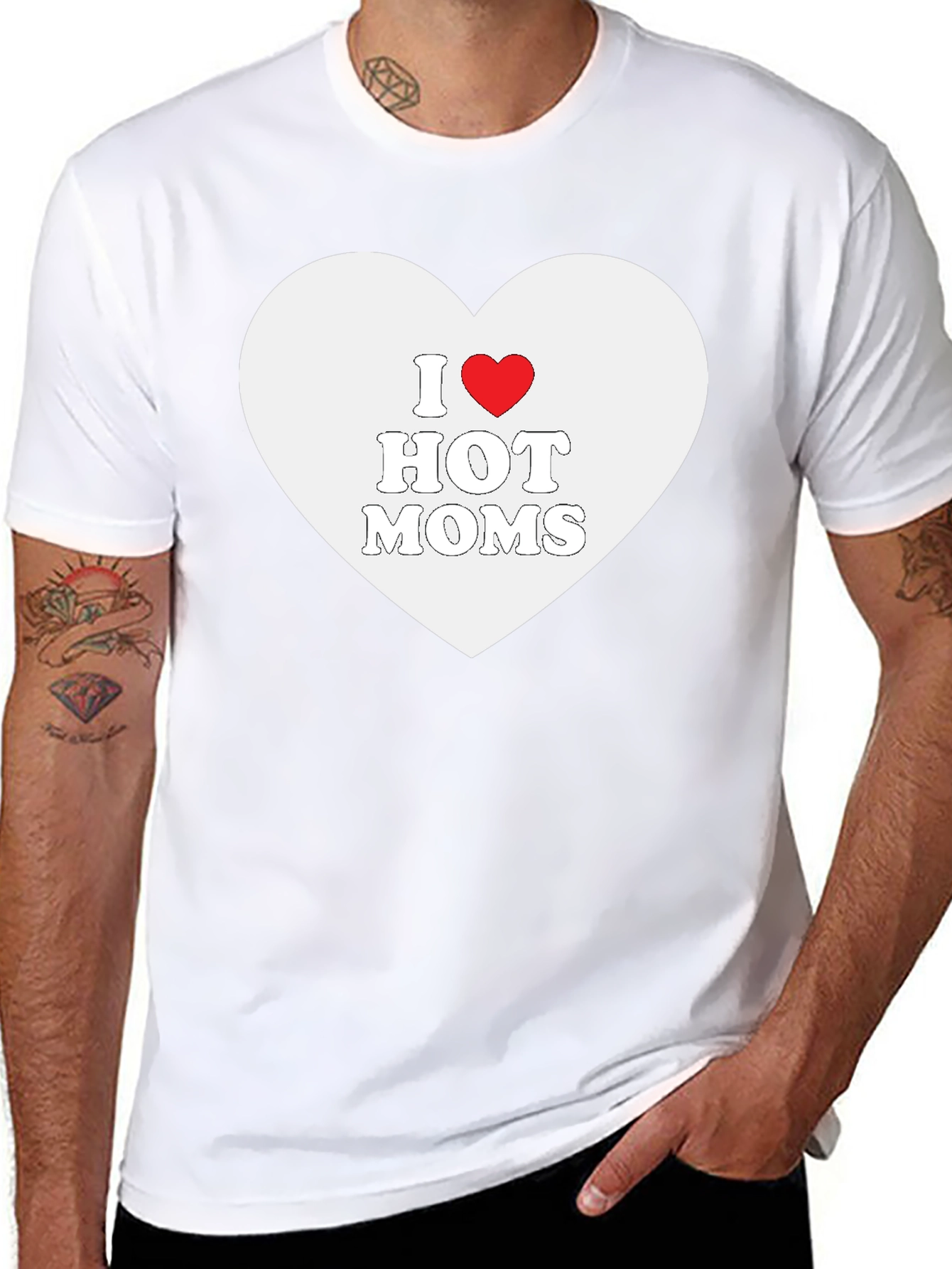 I Heart Hot Moms Black T-Shirt