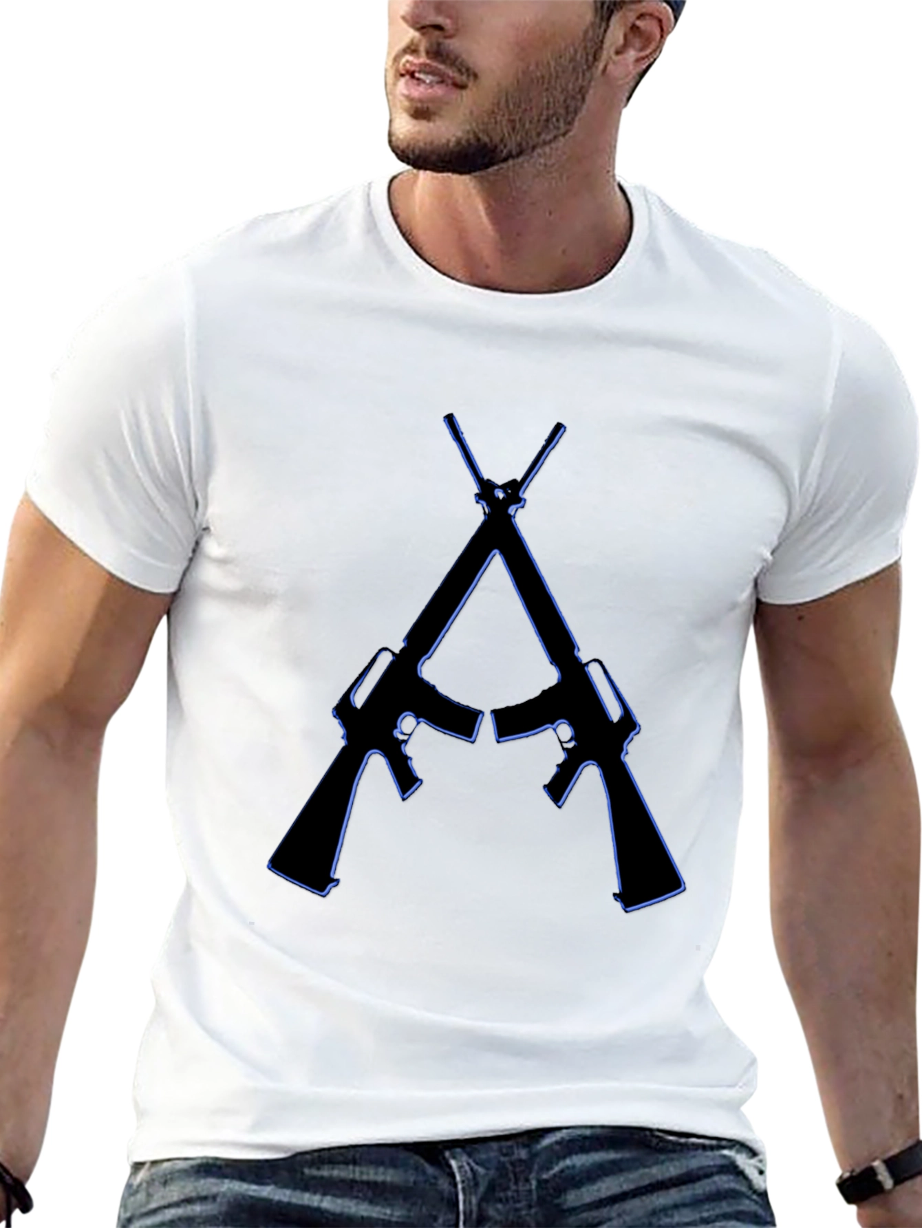 Crossed Guns Graphic Tee - Black