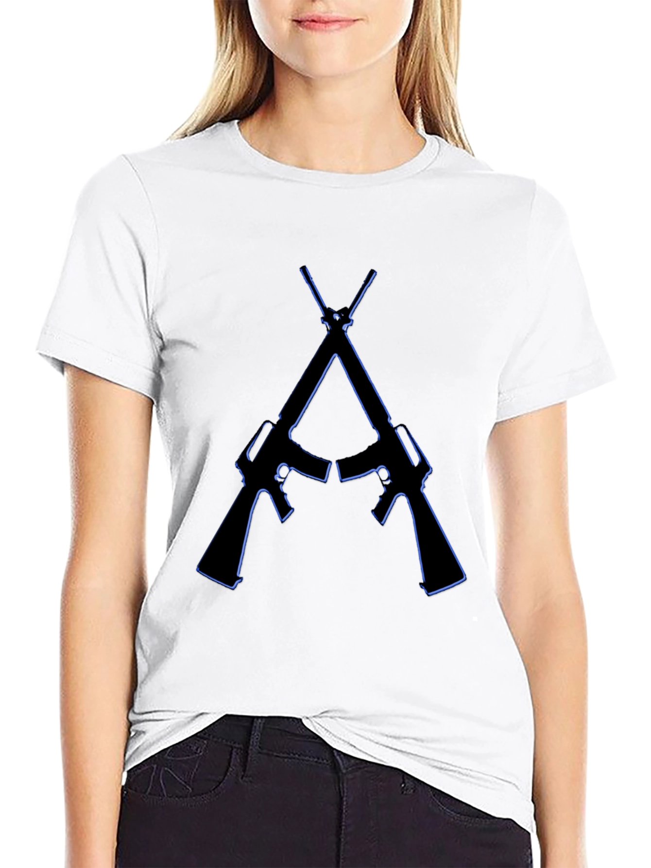 Crossed Guns Graphic Tee - Black