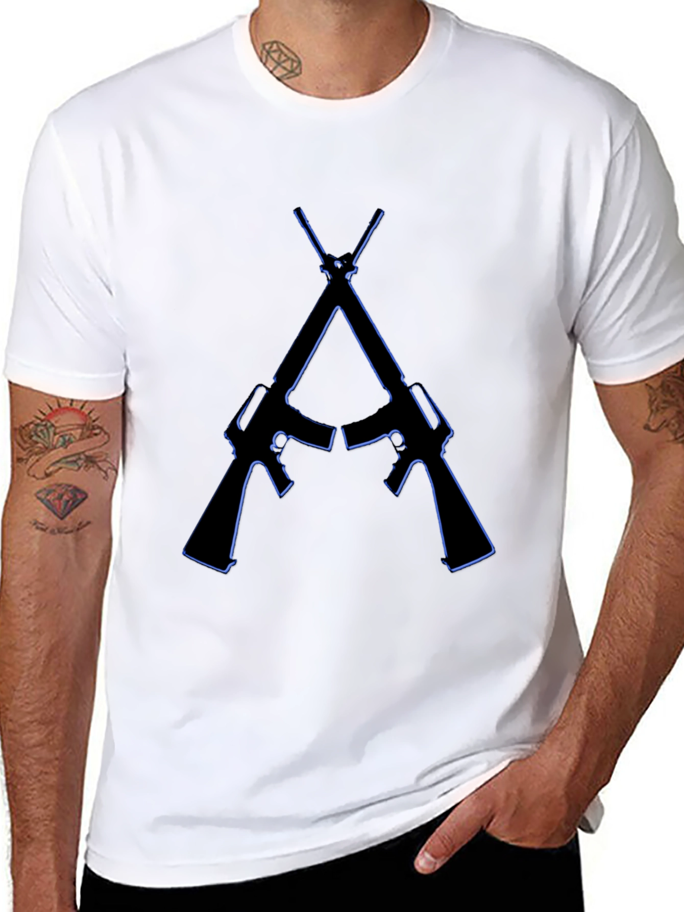 Crossed Guns Graphic Tee - Black