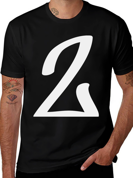 Bold Number 2 Graphic Tee - Black Cotton Casual Top