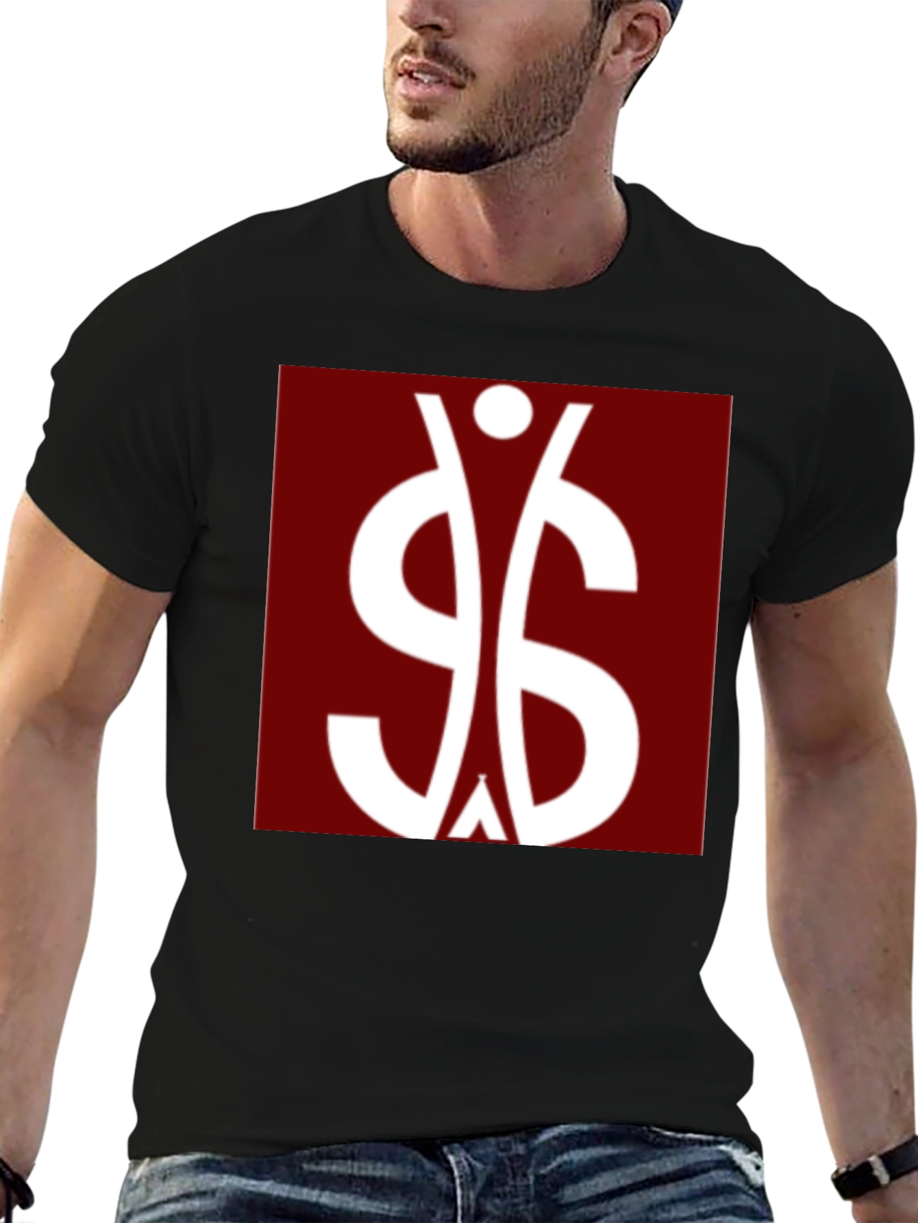 Abstract Symbol Graphic Print Black T-Shirt