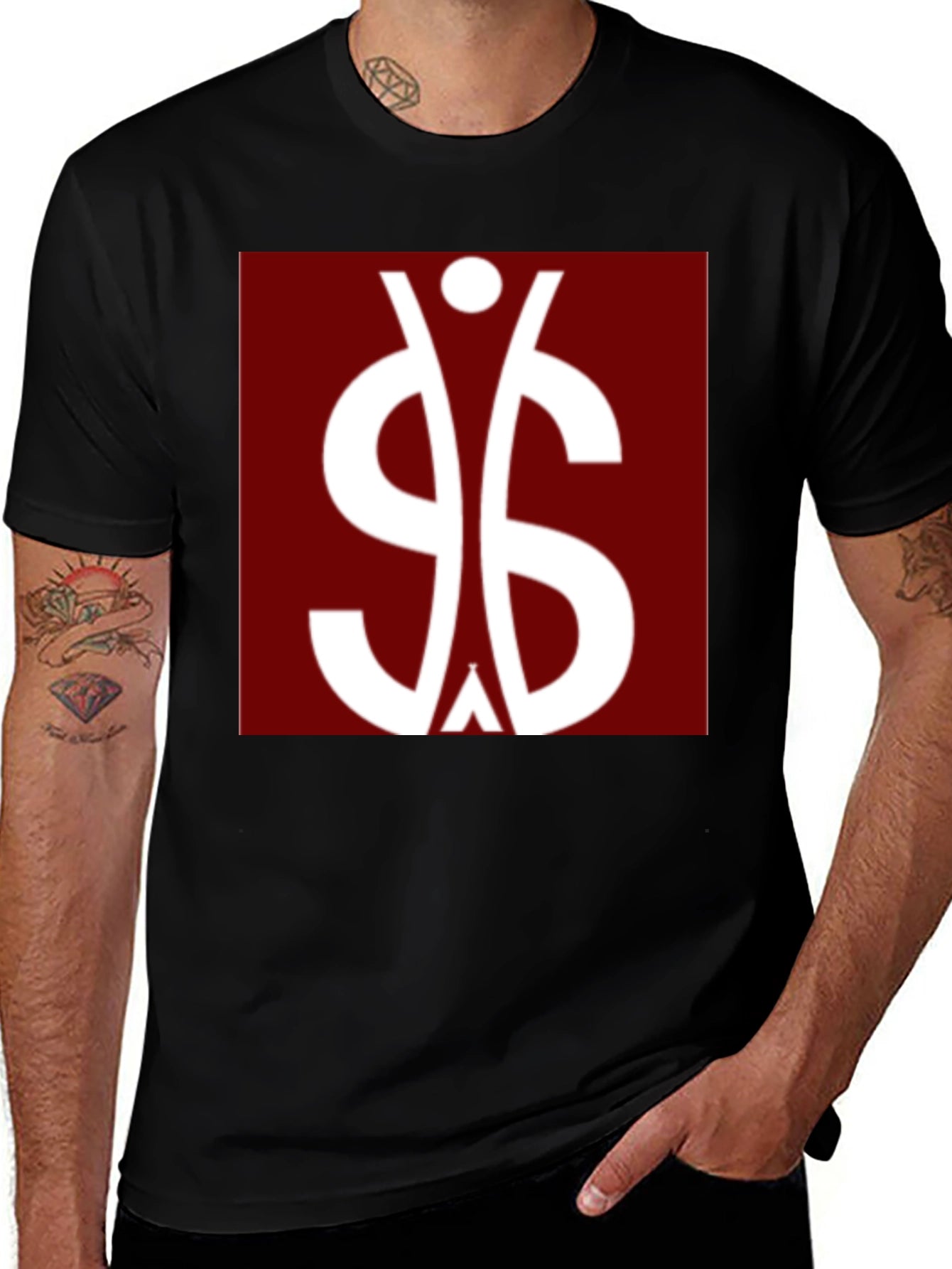 Abstract Symbol Graphic Print Black T-Shirt