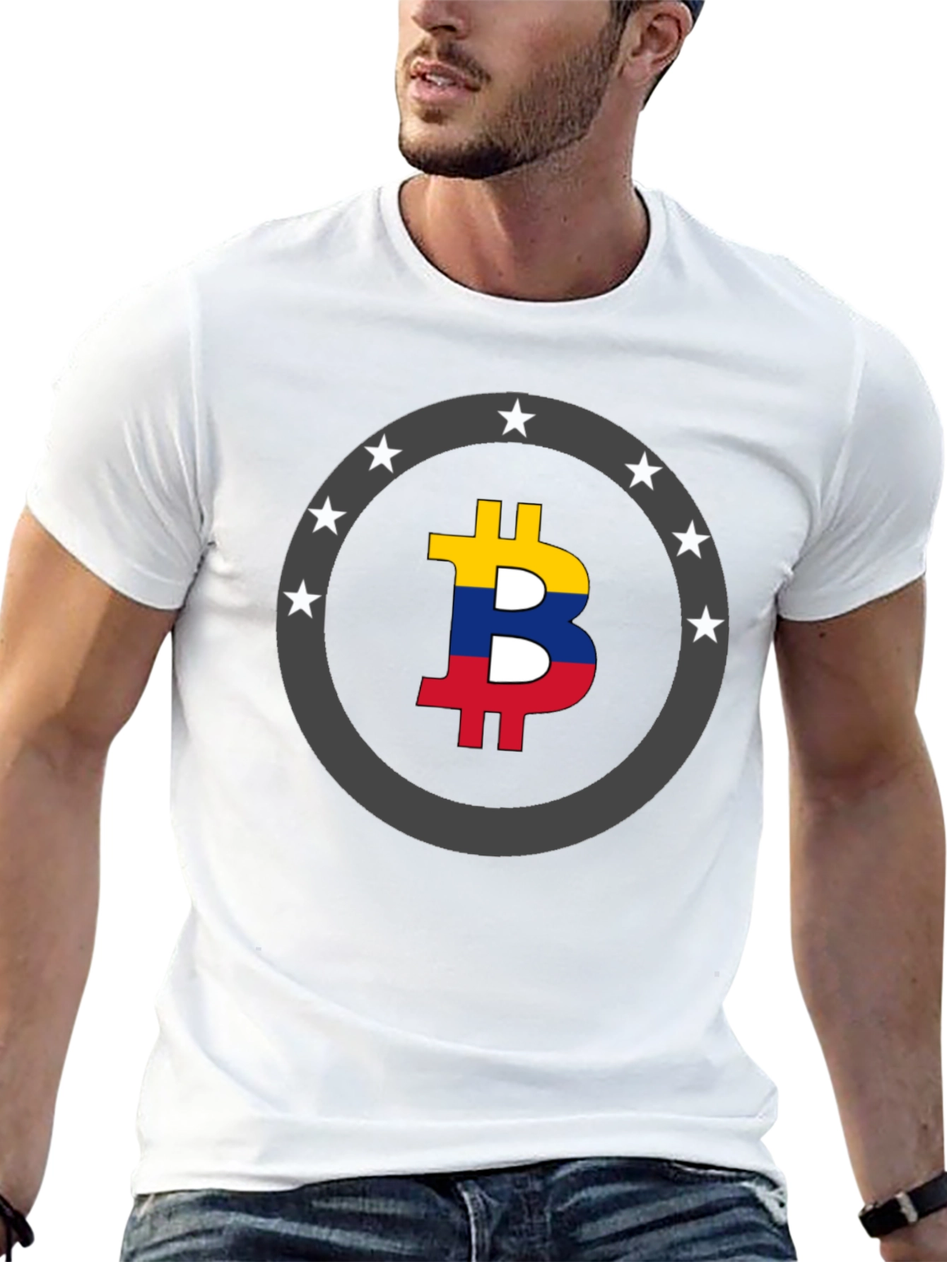 Colombia Flag Bitcoin Star T-Shirt