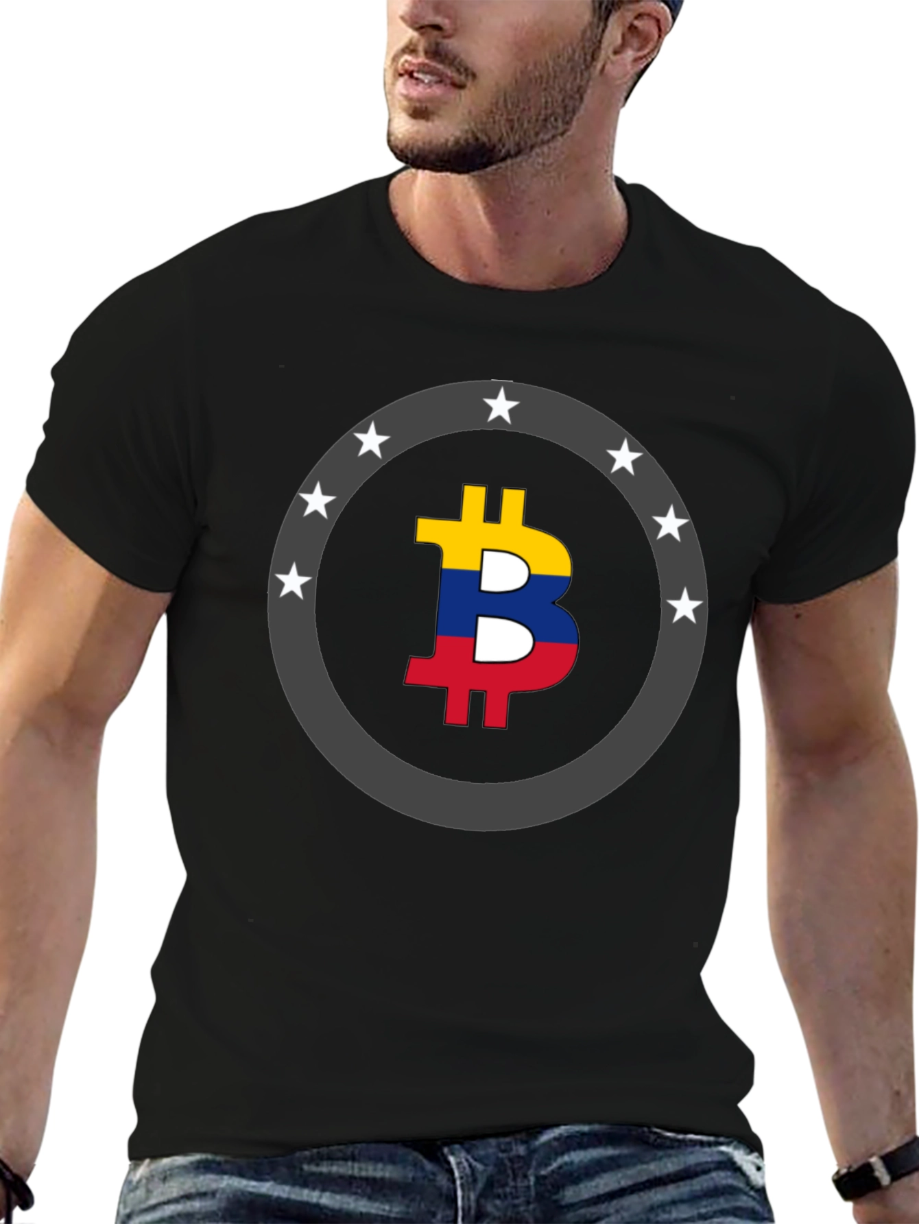 Colombia Flag Bitcoin Star T-Shirt