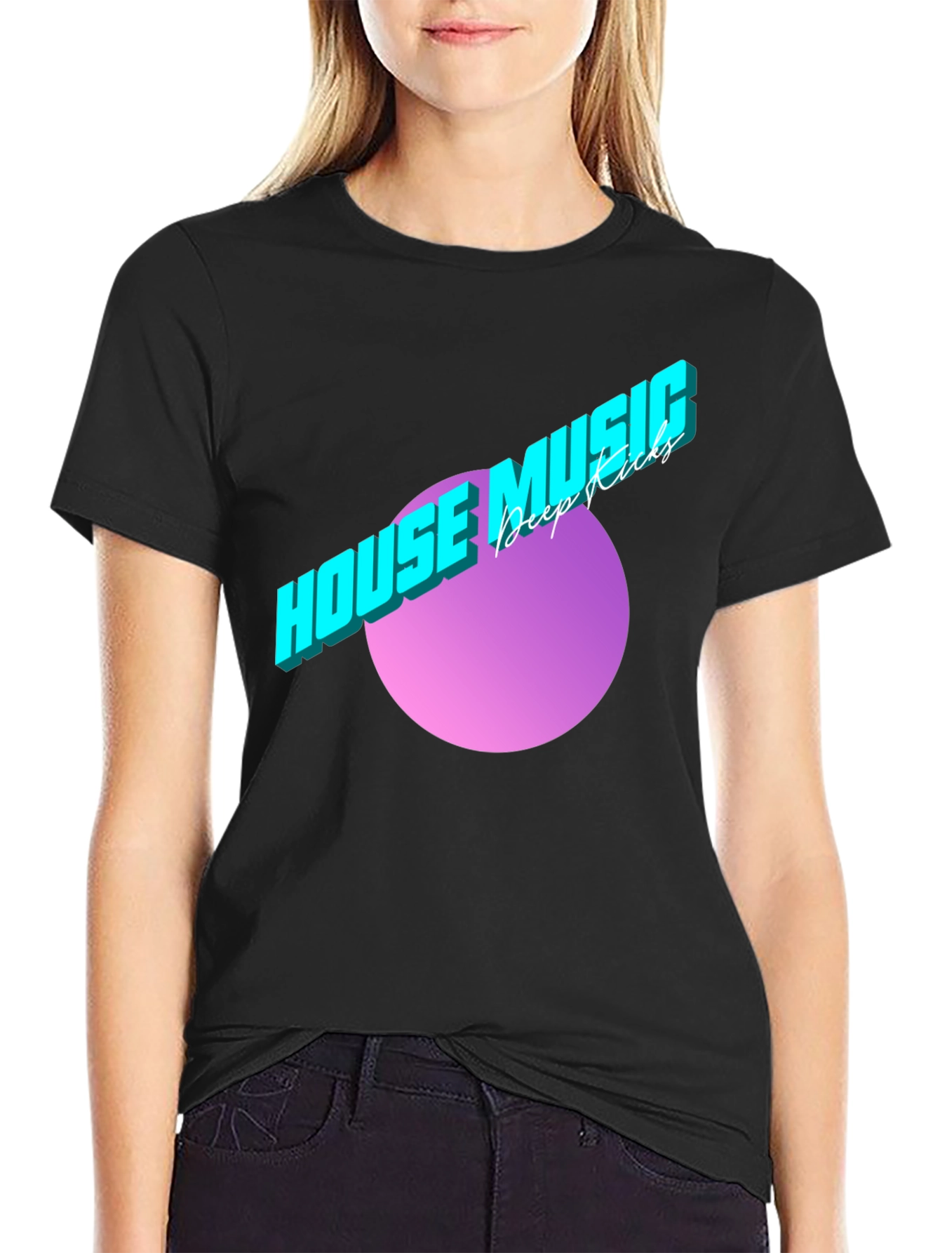 House Music Deep Kicks Black T-Shirt