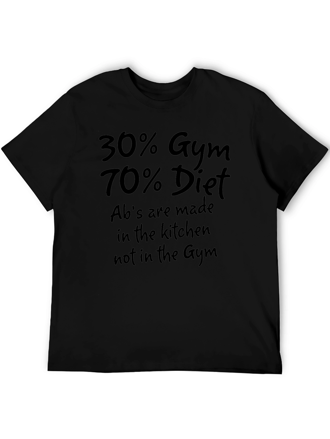 30% Gym 70% Diet Mens Black T-Shirt