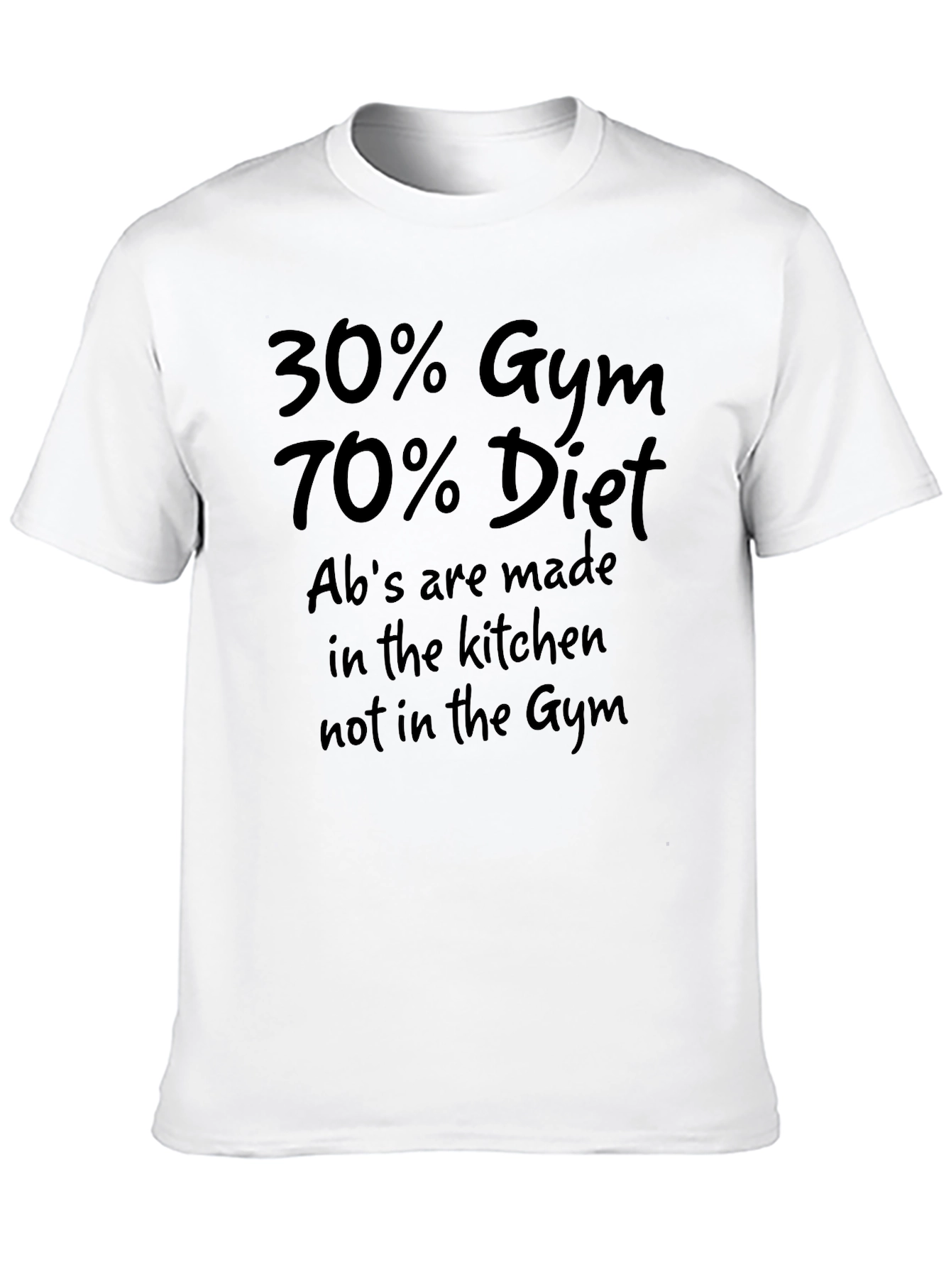 30% Gym 70% Diet Mens Black T-Shirt
