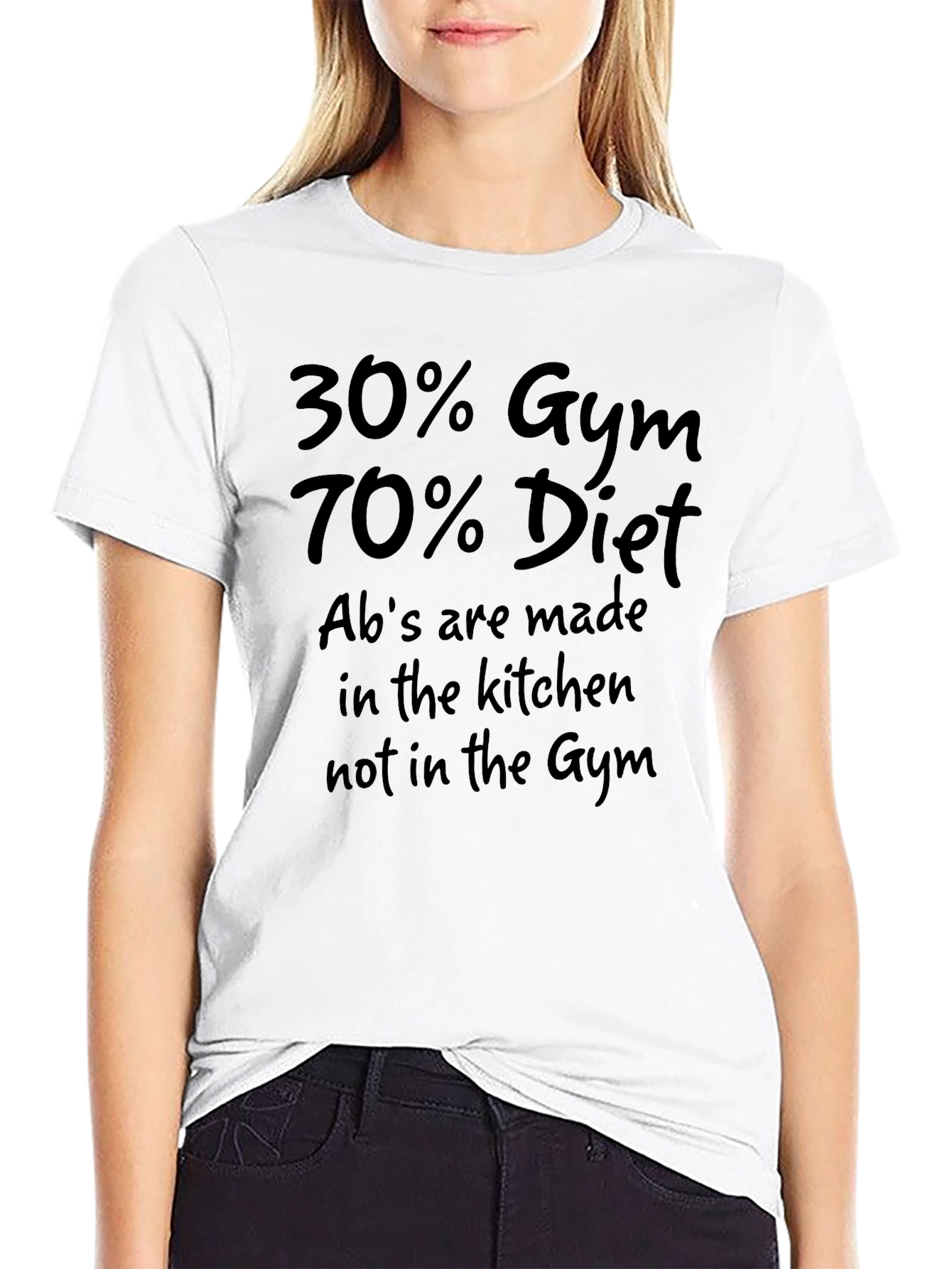 30% Gym 70% Diet Mens Black T-Shirt