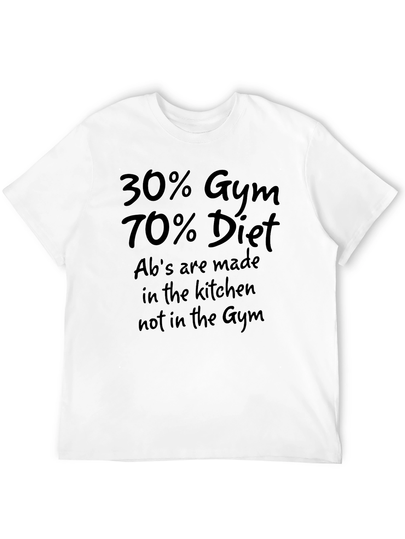 30% Gym 70% Diet Mens Black T-Shirt