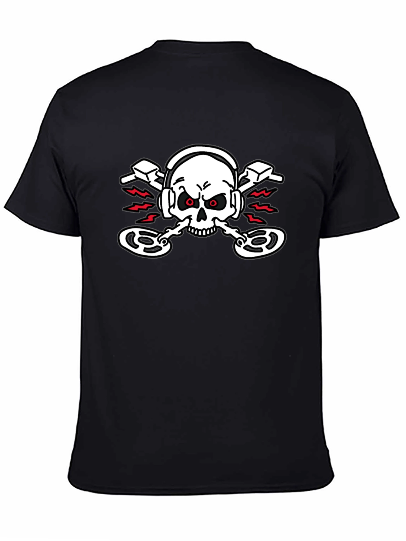 DJ Skull Graphic T-Shirt - Black Crew Neck