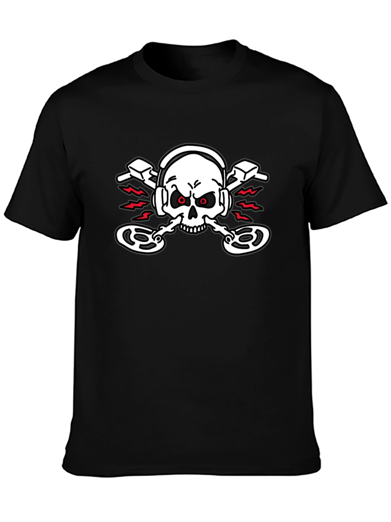 DJ Skull Graphic T-Shirt - Black Crew Neck