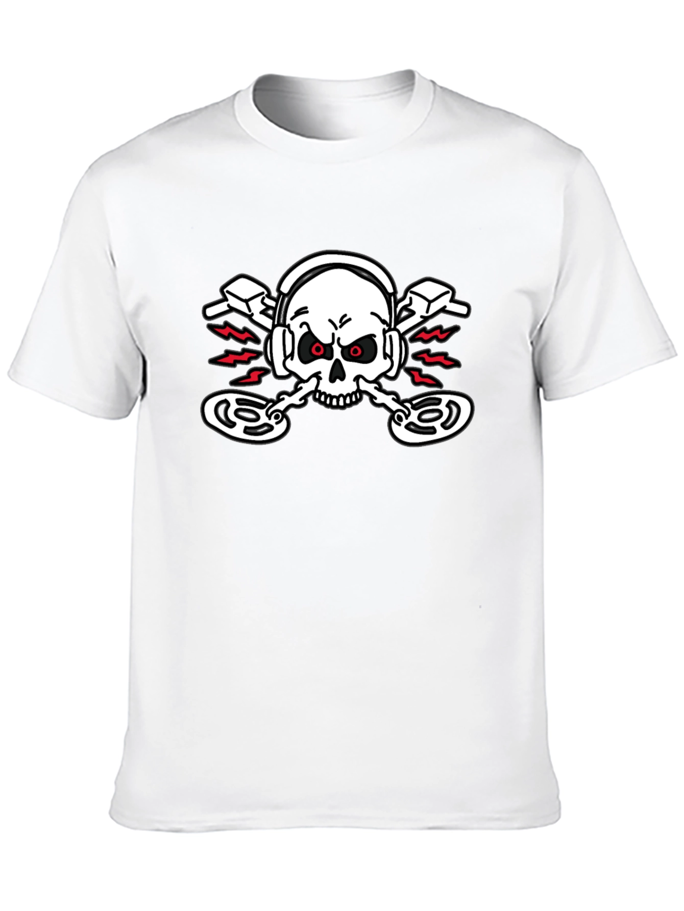 DJ Skull Graphic T-Shirt - Black Crew Neck
