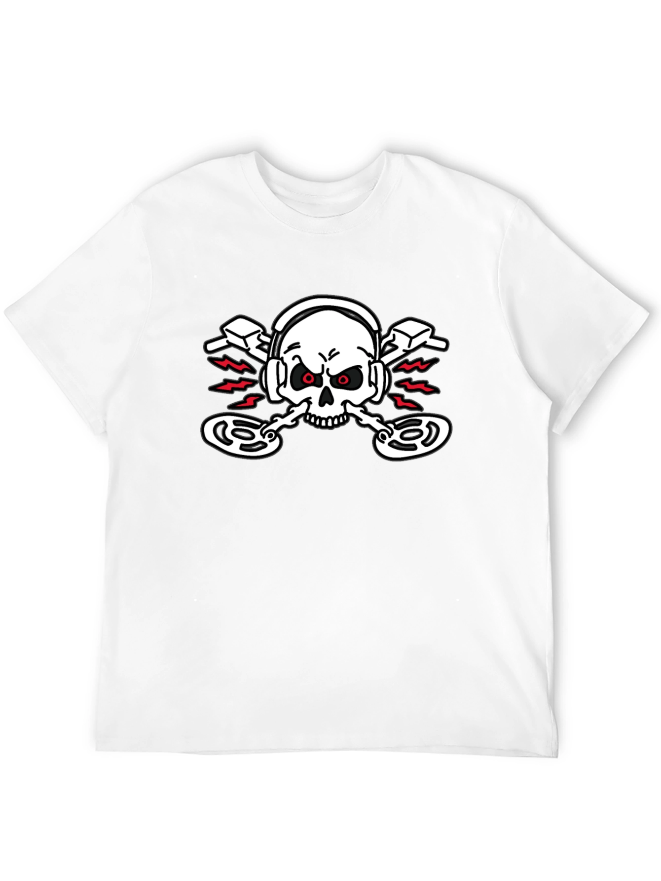 DJ Skull Graphic T-Shirt - Black Crew Neck