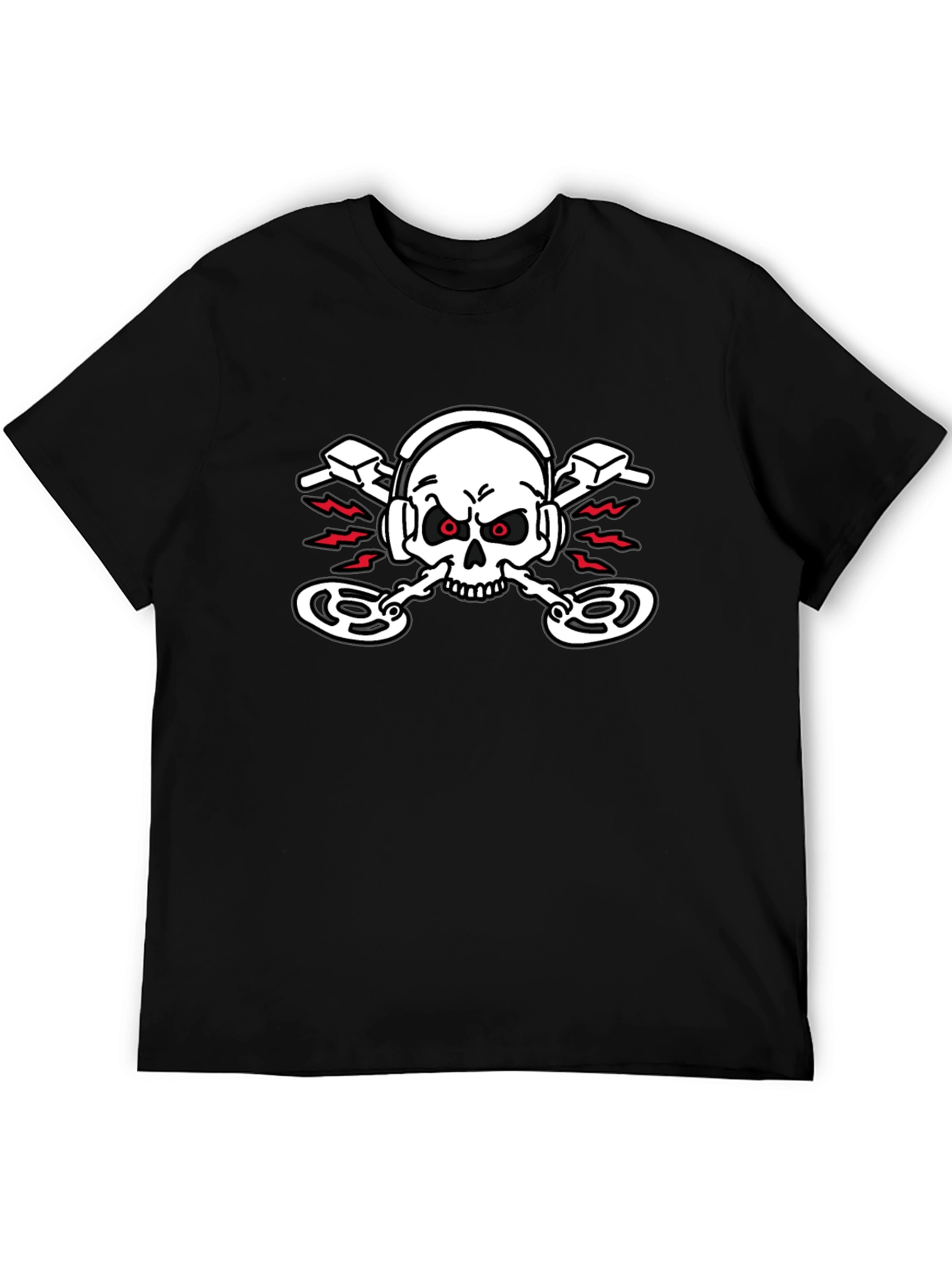 DJ Skull Graphic T-Shirt - Black Crew Neck