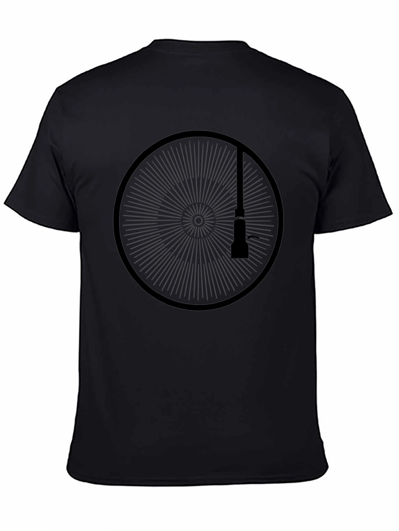 Geometric Wheel Graphic Black Tee