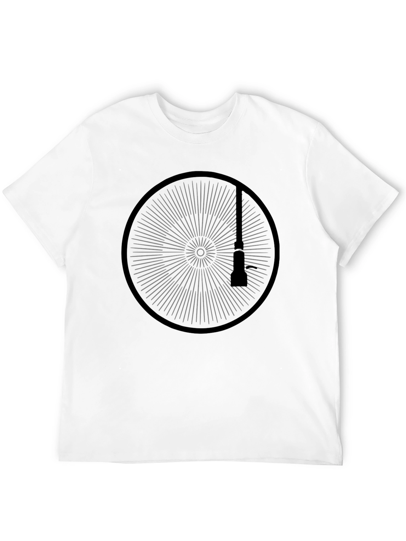 Geometric Wheel Graphic Black Tee